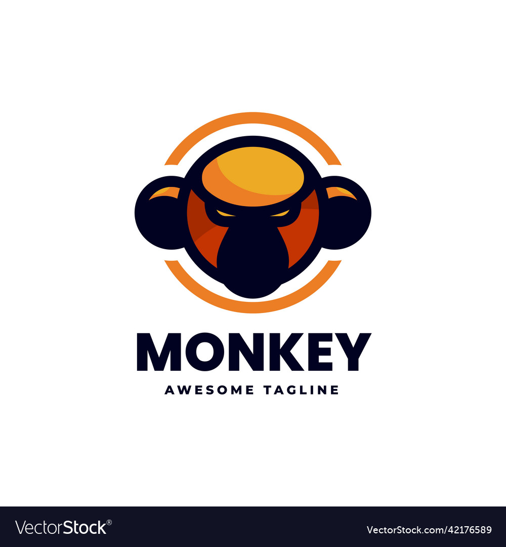 Logo monkey simple mascot style Royalty Free Vector Image