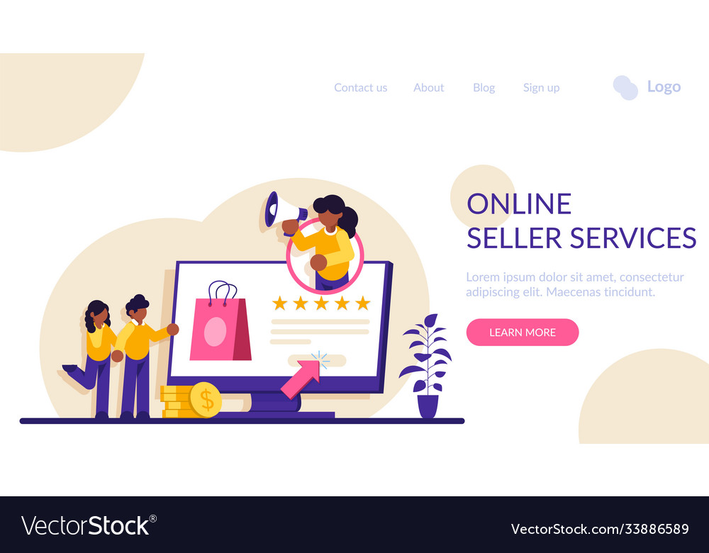 Online seller services shopping concept