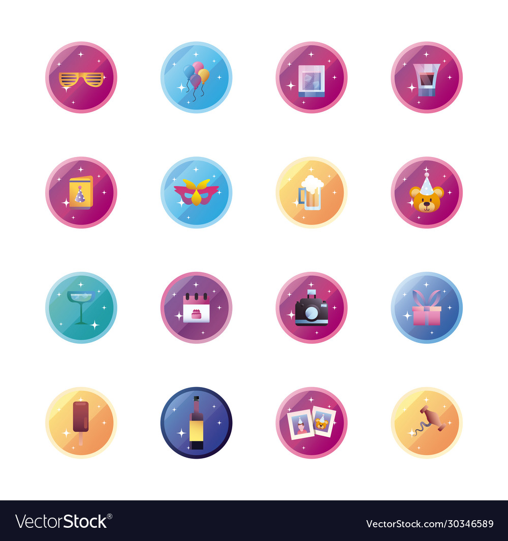 Party gradient style icon set design Vector Image Party gradient style icon set design
