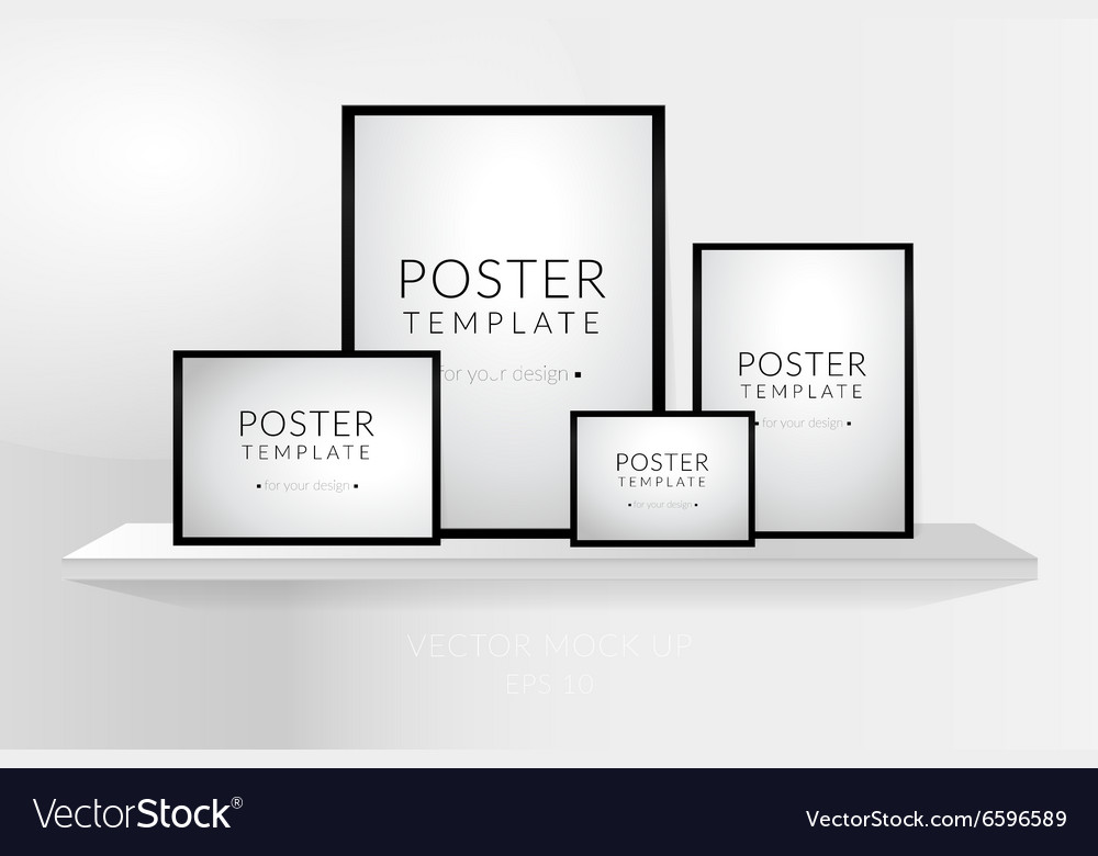 Poster template standing on a shelf