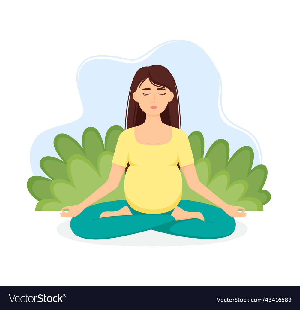 Pregnant meditating woman meditation concept Vector Image