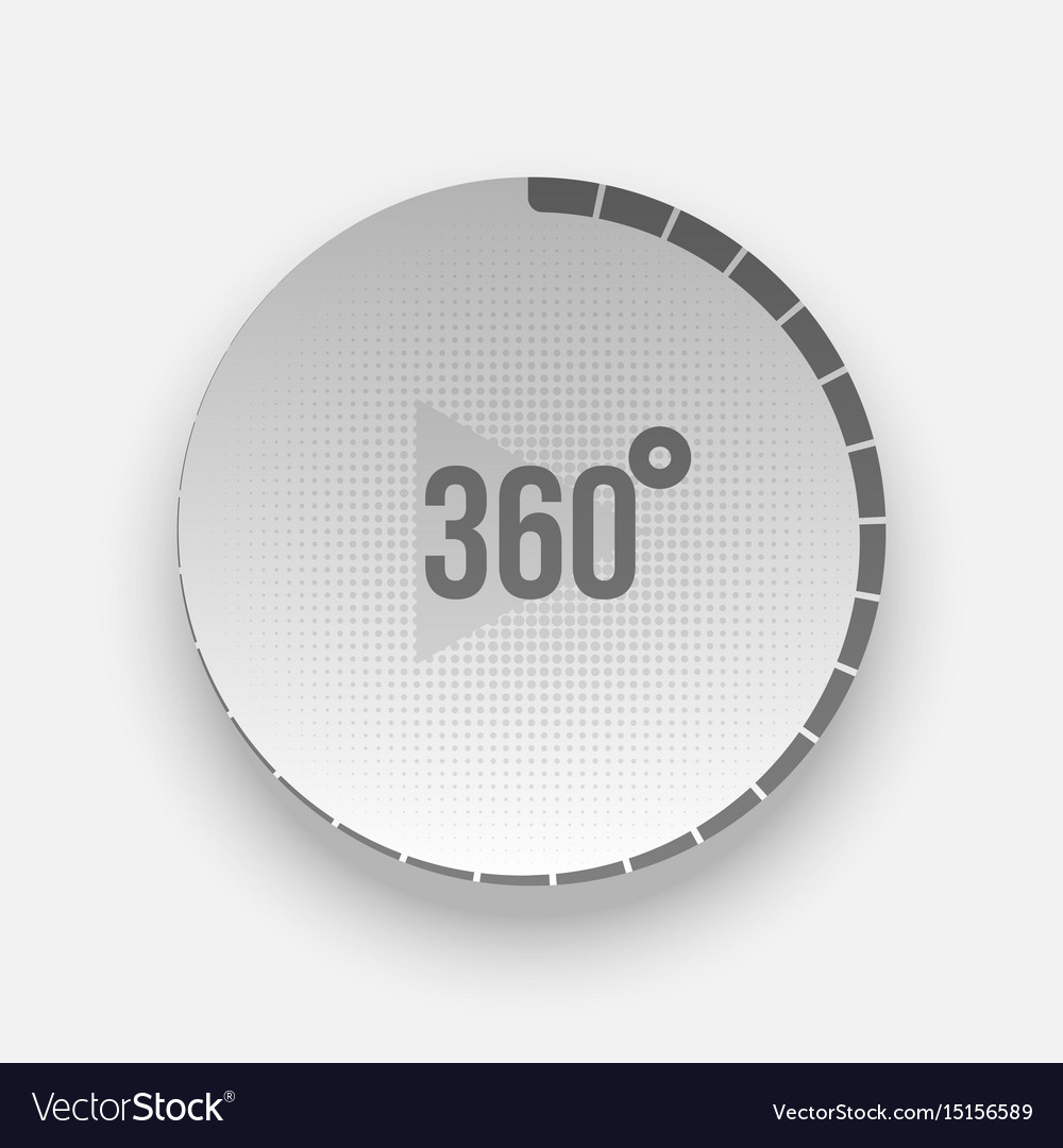Realistic 360 degrees play button with arrow
