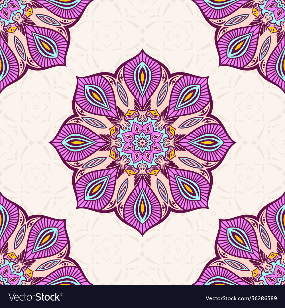 Seamless color pattern with mandala abstract vector image Seamless color pattern with mandala abstract
