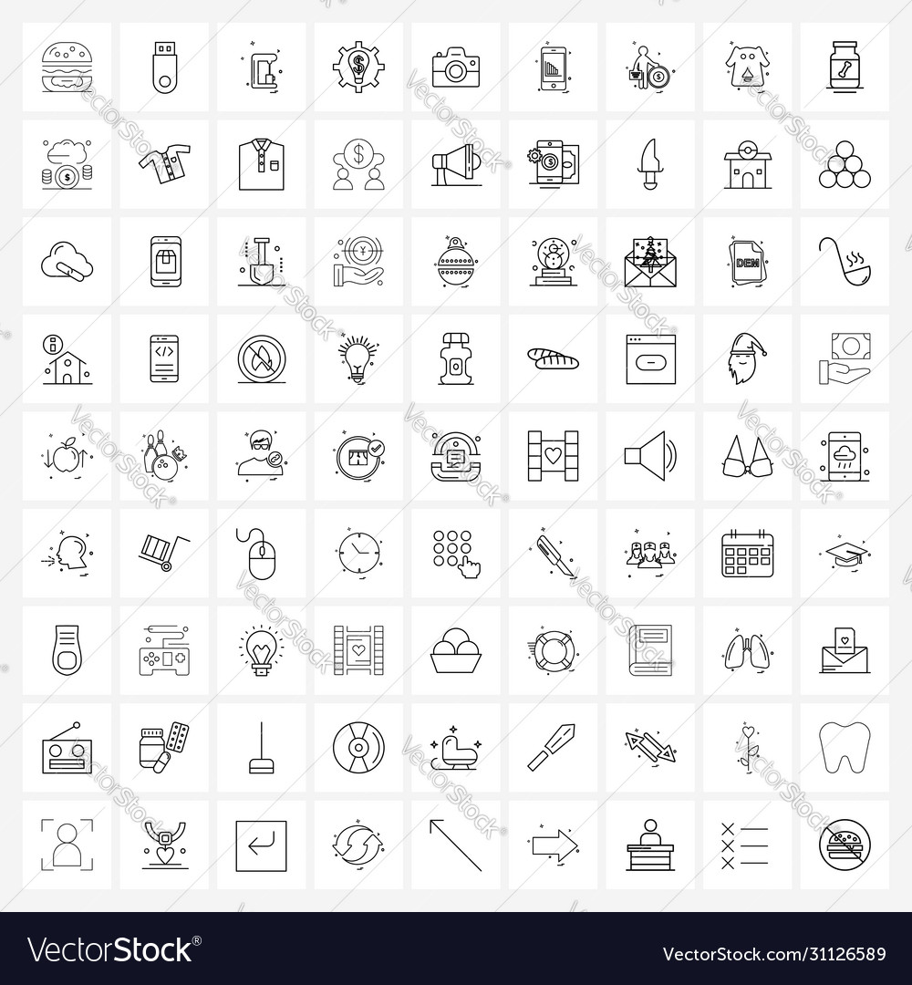 Set 81 modern line icons mobile output