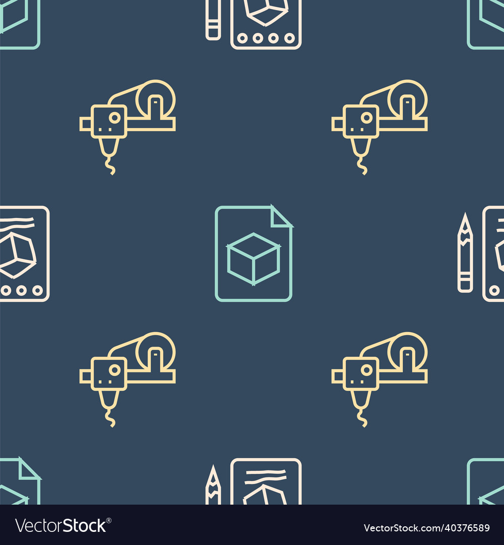 Set line sketch on paper 3d printer and isometric vector image Set line sketch on paper 3d printer and isometric