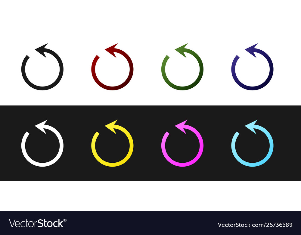 Set Refresh-Symbol isoliert auf schwarz und weiß