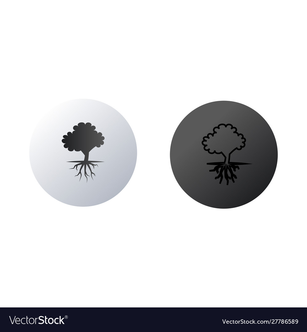 Tree with root system circle icon stock isolated vector image Tree with root system circle icon stock isolated