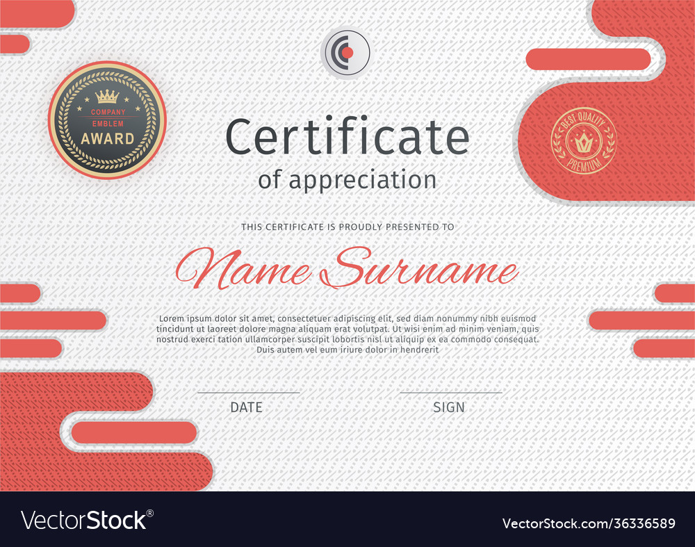 White certificate and modern red design elements Vector Image White certificate and modern red design elements