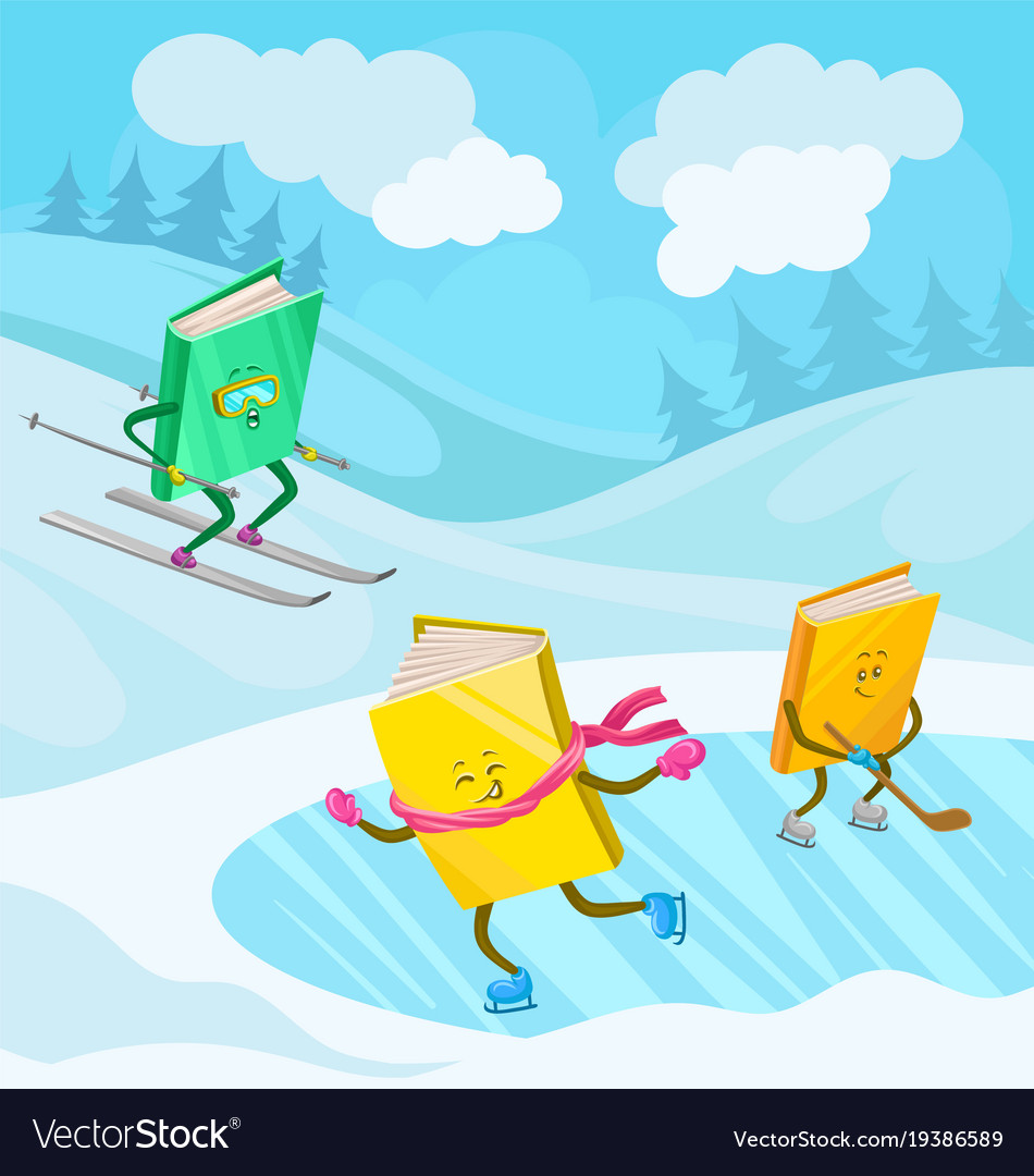 Winter Book Characters Skiing & Skating