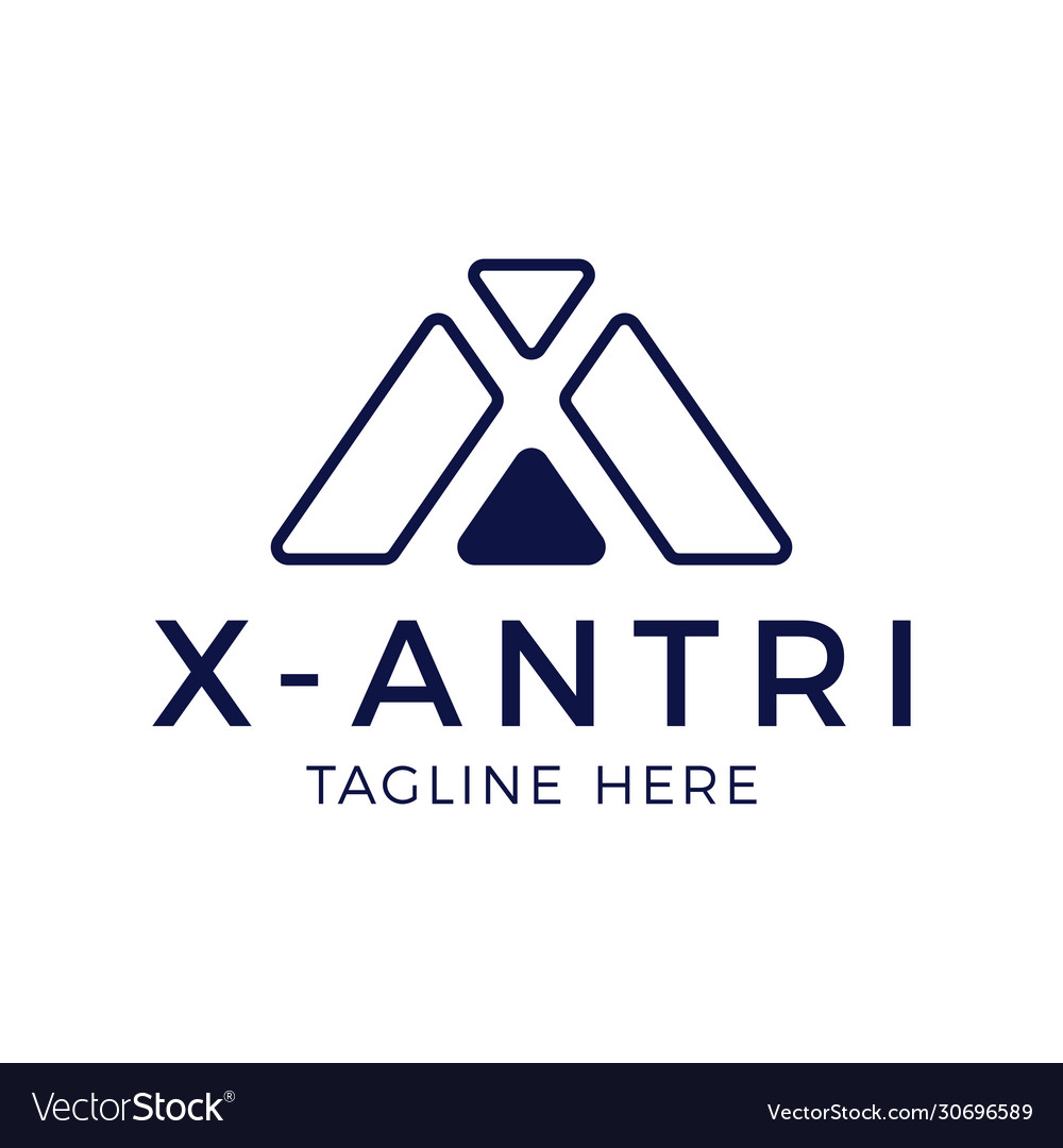 Xa monogram logo with hexagon shape and line