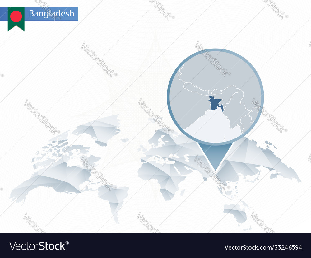 Abstract rounded world map with pinned detailed