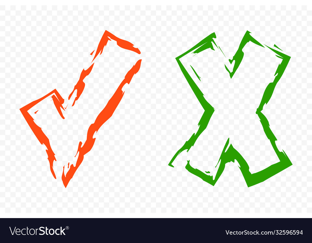 Acceptance and rejection symbol buttons vector image Acceptance and rejection symbol buttons