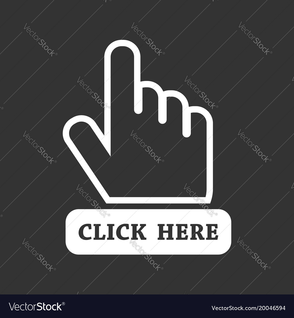 Click here icon hand cursor signs black button