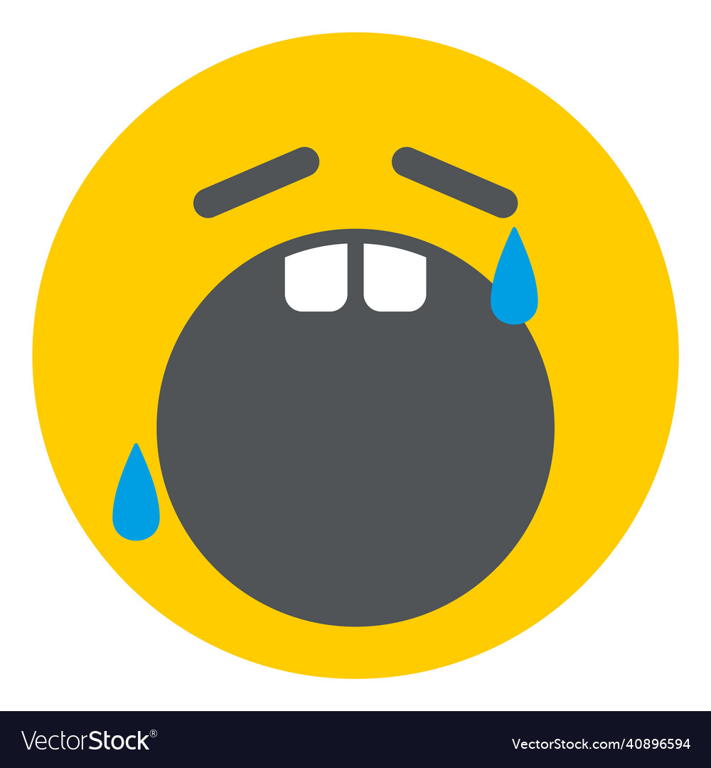 Crying out loud emoji flat round face with tears Vector Image