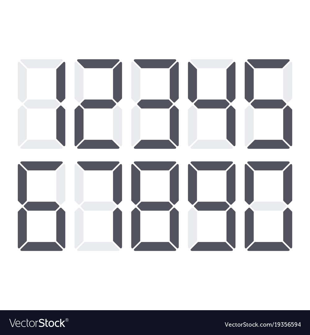 Digital Number Set - Black and White