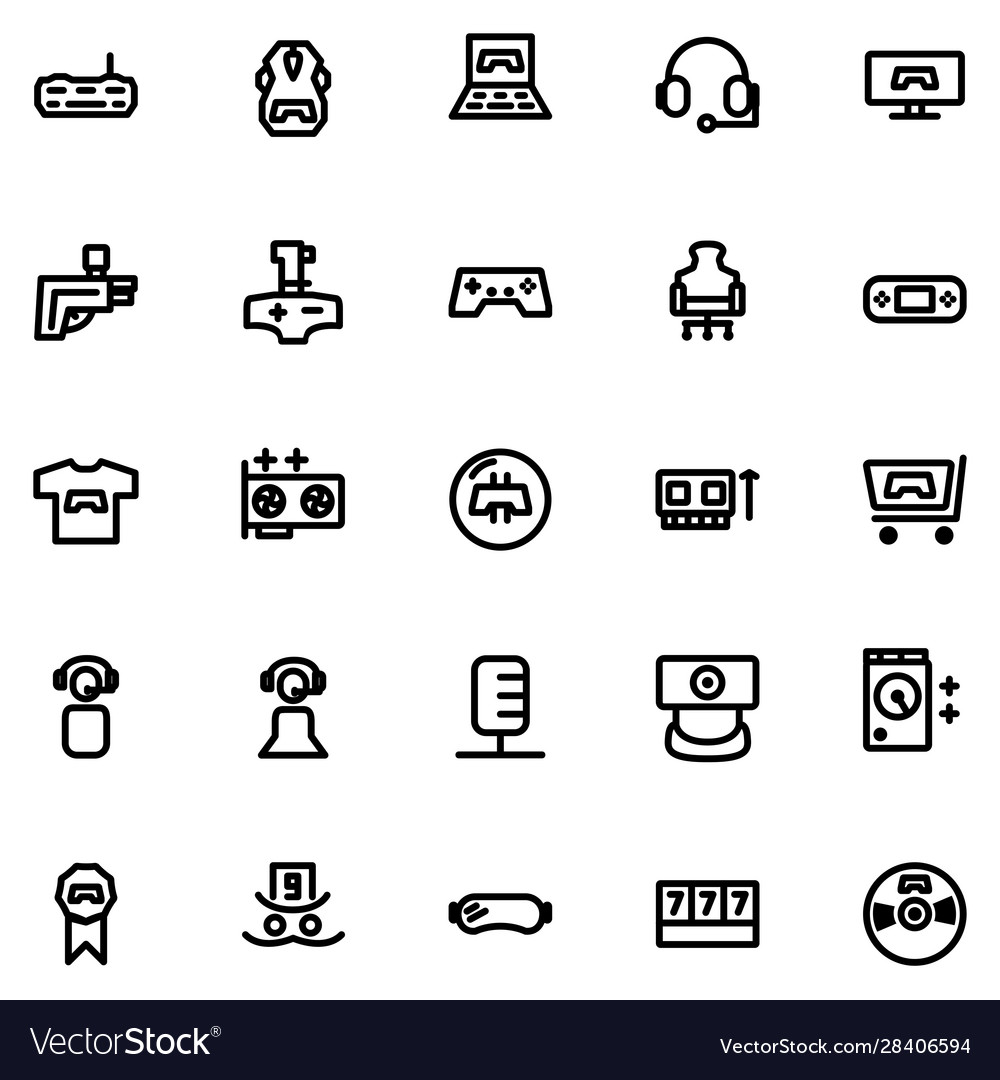 Game icon set design line style vector image Game icon set design line style