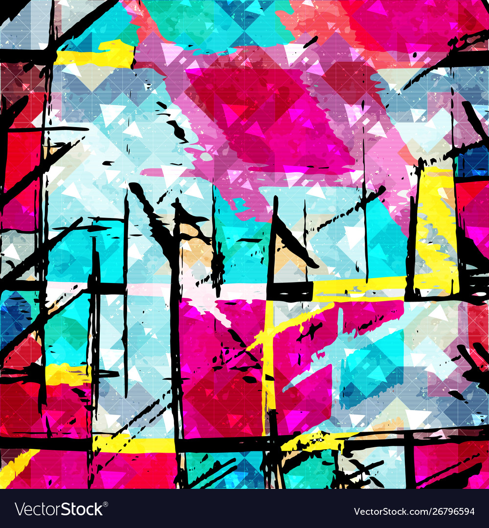 Geometric abstract color pattern in graffiti Vector Image Geometric abstract color pattern in graffiti