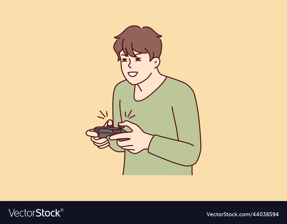 Guy play computer game