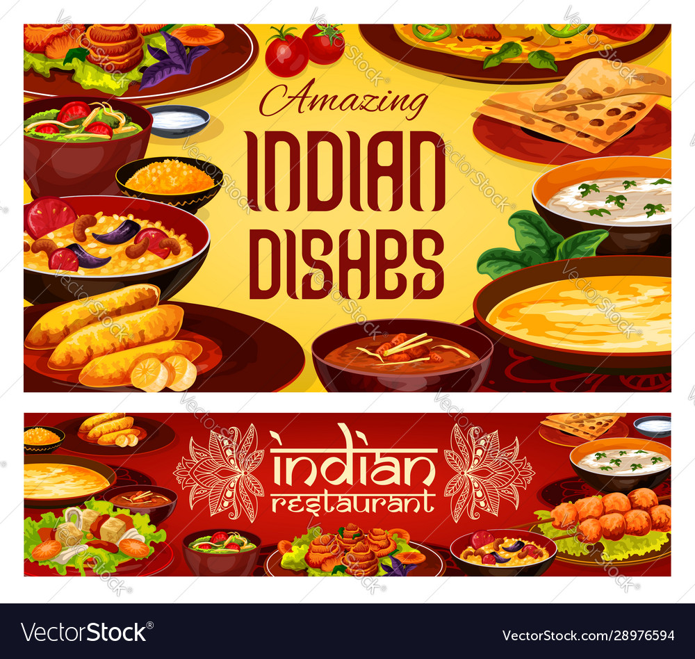 Indian food cuisine authentic food Royalty Free Vector Image