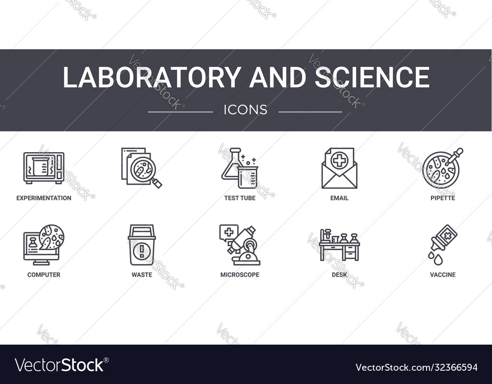 Laboratory and science concept line icons set