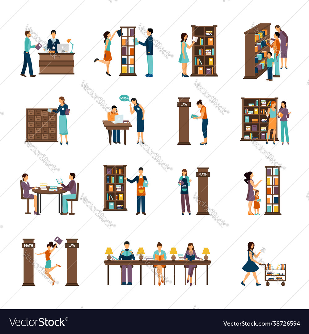 People in library icon set