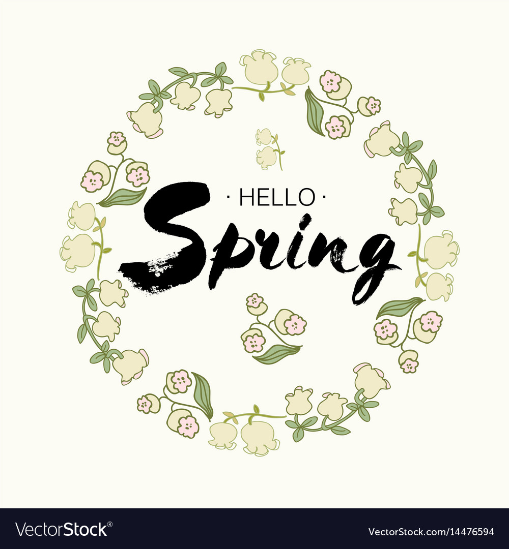 Фраза hello. Леттеринг hello Spring.