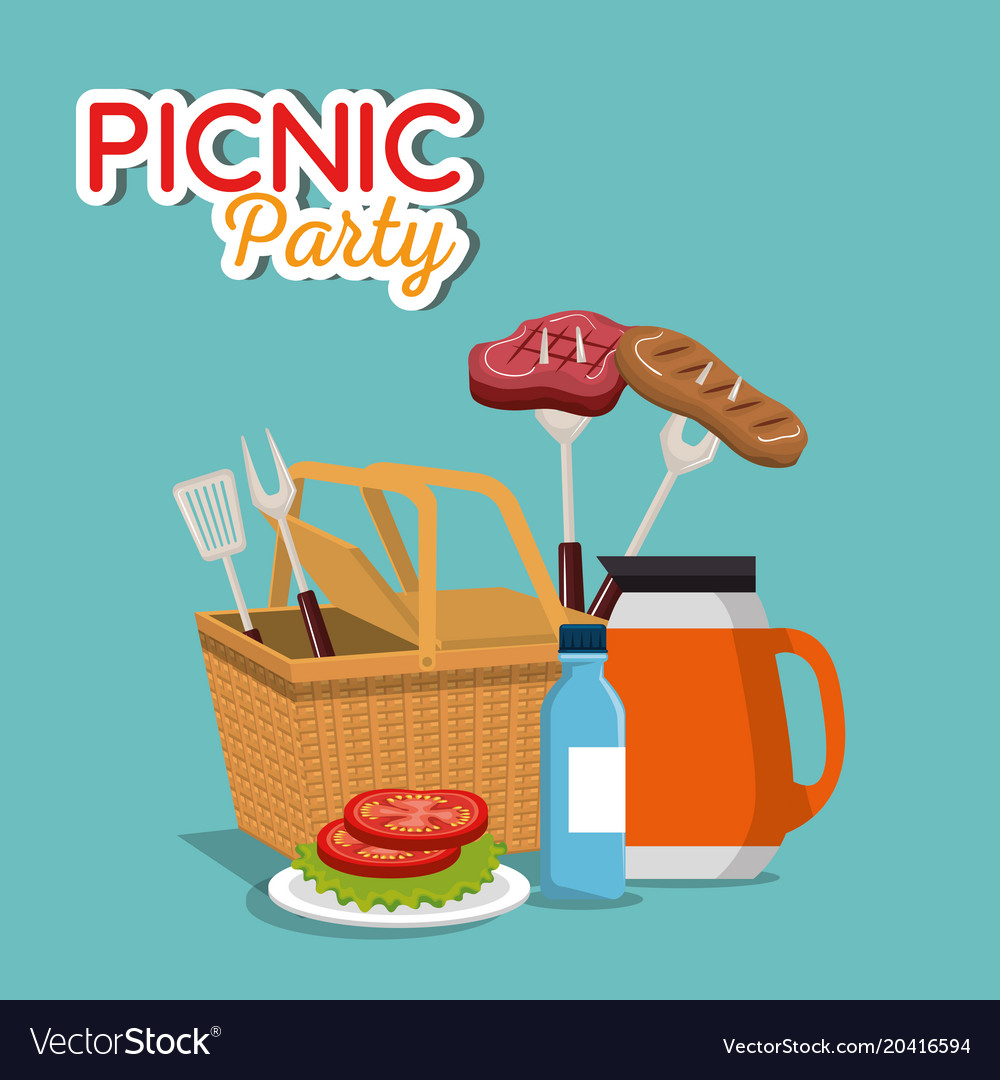 picnic party invitation set icons royalty free vector image