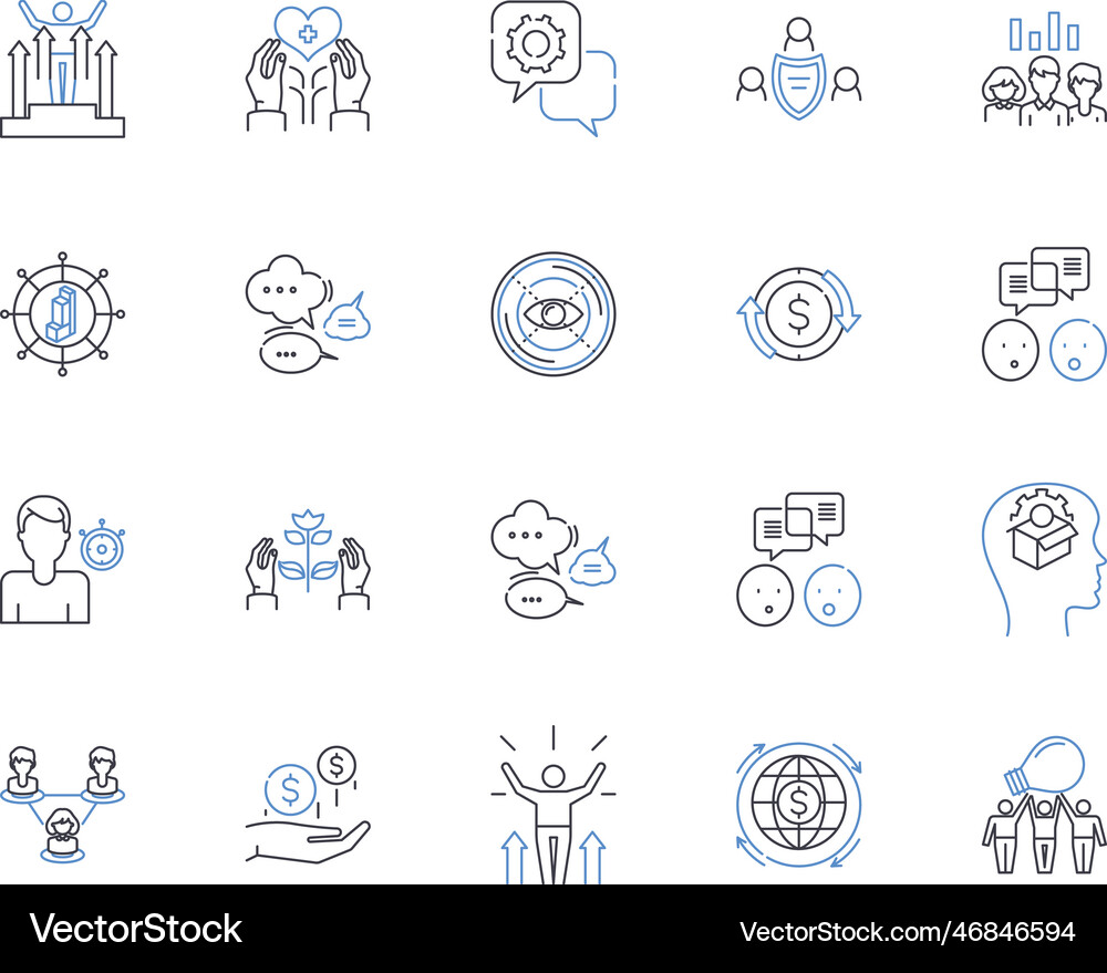 Process management line icons collection Vector Image