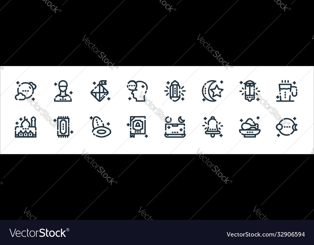 Ramadan kareem line icons linear set quality
