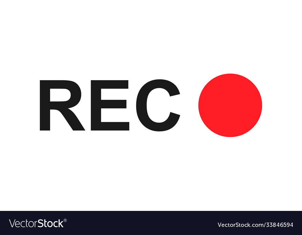 Recording sign red panel rec symbol isolated vector image Recording sign red panel rec symbol isolated