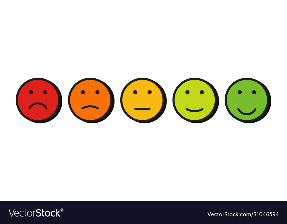 Set emotions rating different colors in flat vector image Set emotions rating different colors in flat