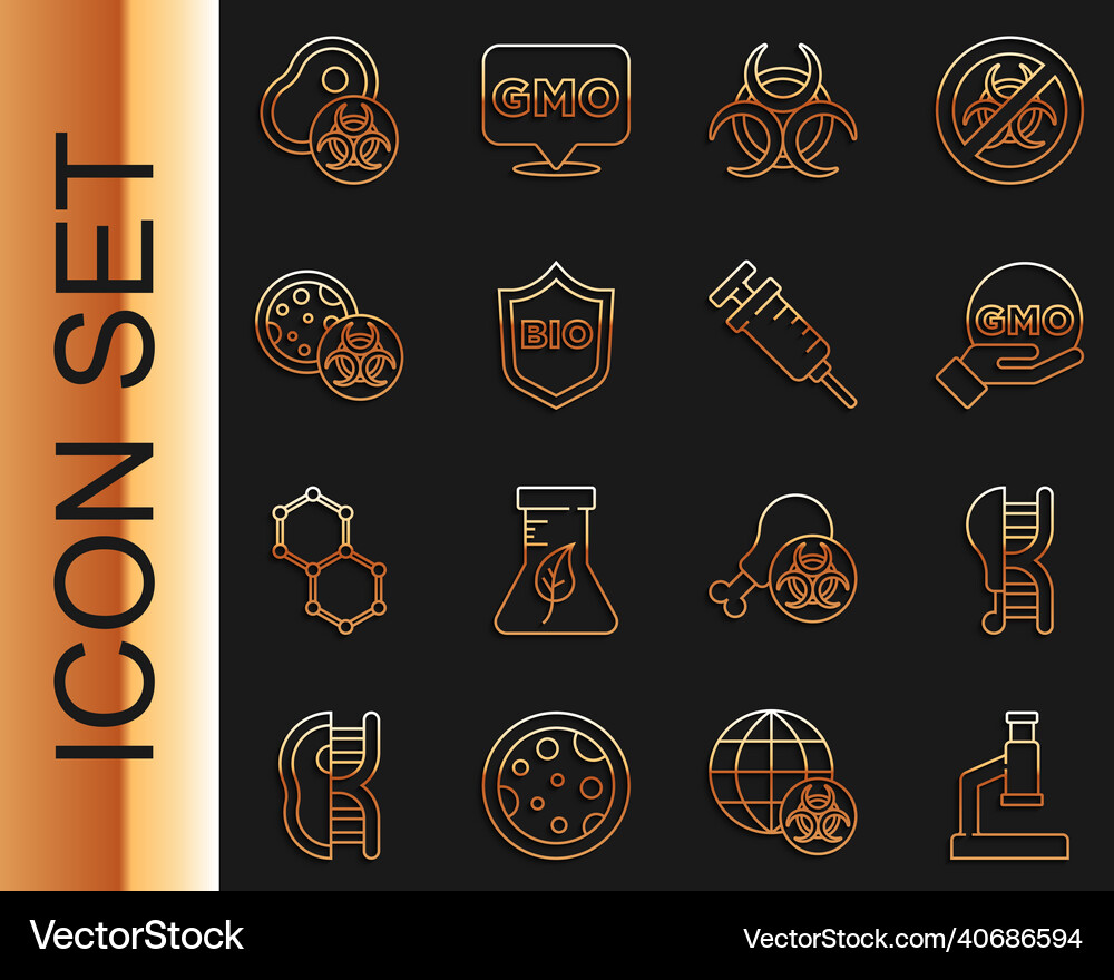 Set line microscope genetically modified chicken Vector Image