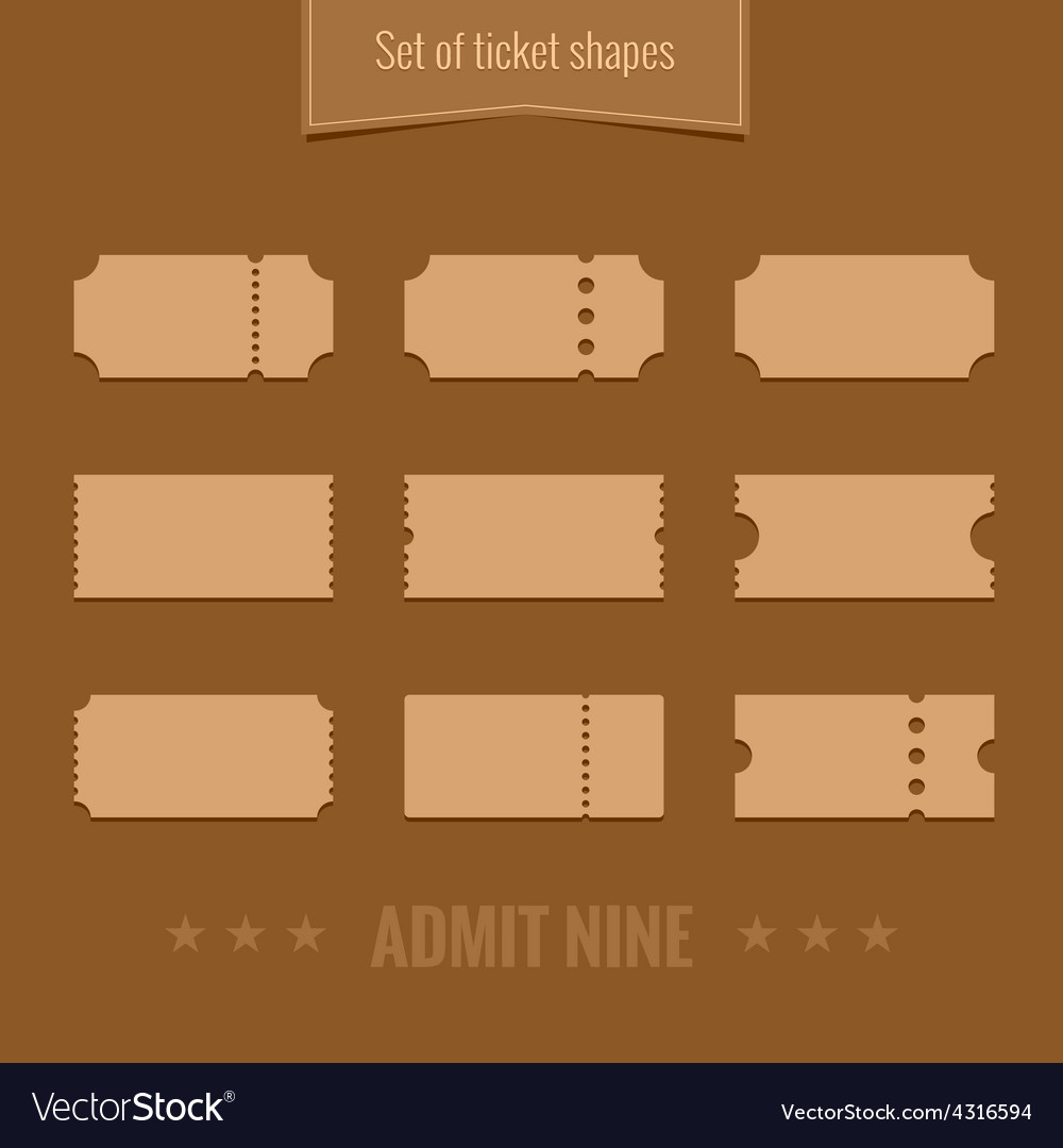 set of ticket shape silhouettes template vector image ticket shape template