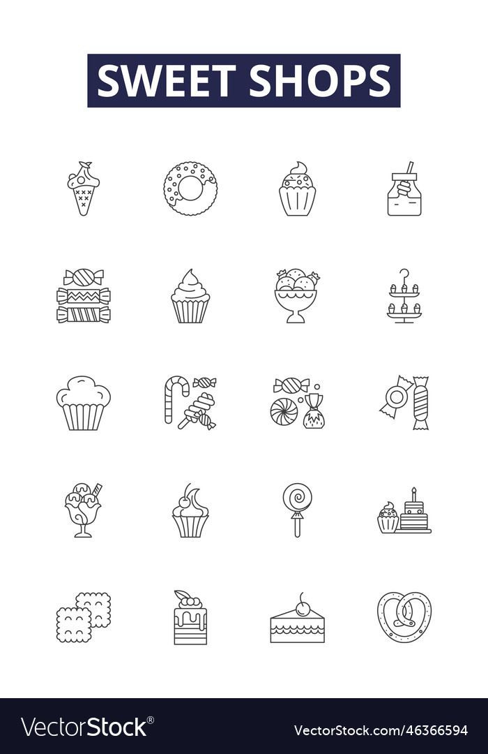 Sweet shops line icons and signs