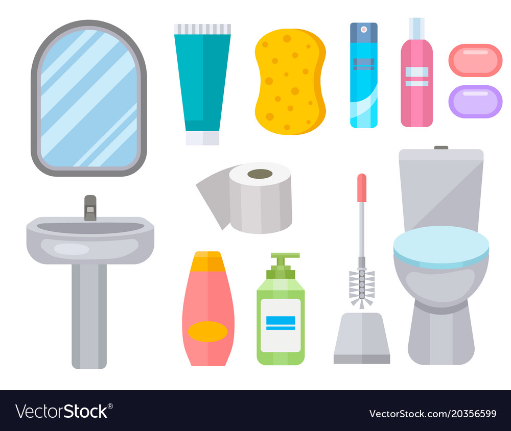 Bathroom furniture and equipment isolated objects bath and toilet