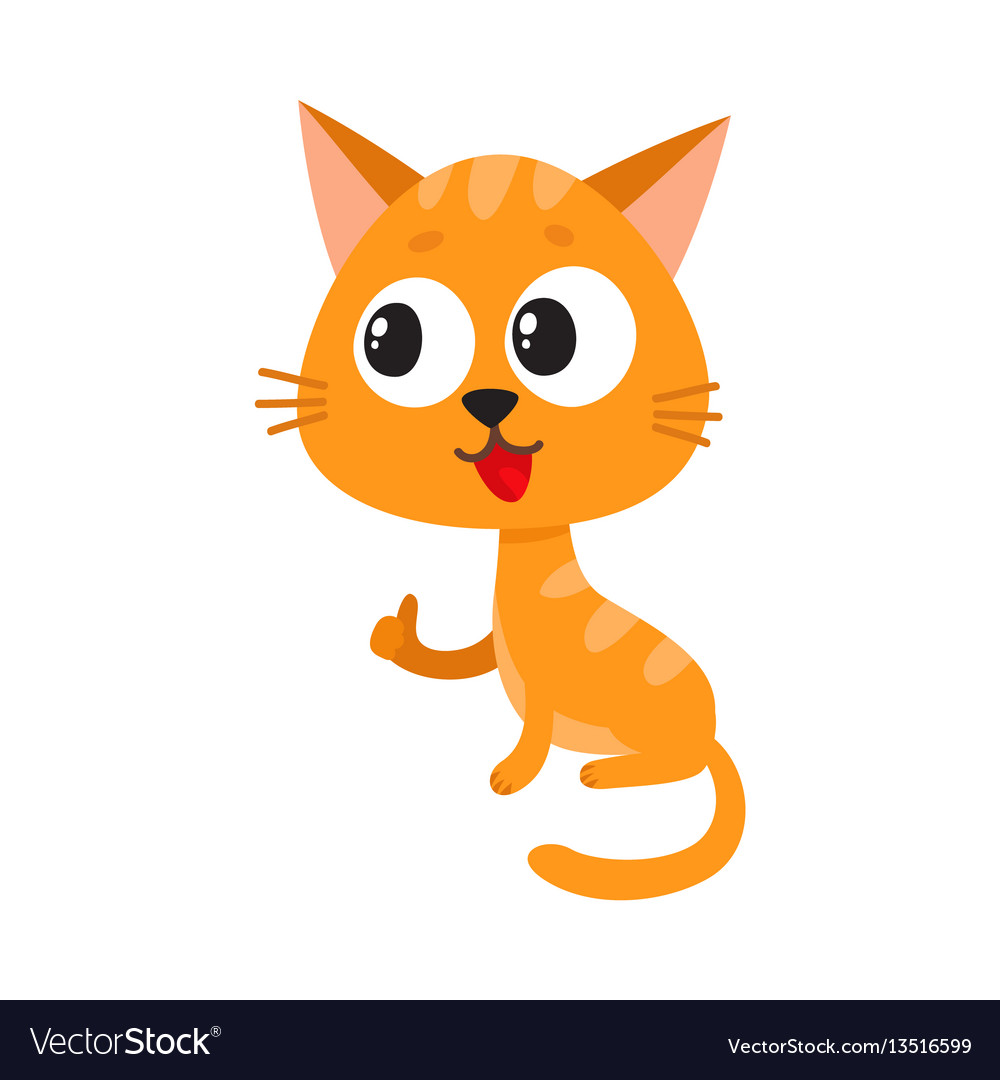 Cute and funny red cat character sitting Vector Image