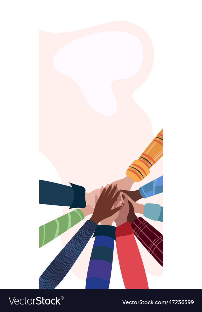 Diverse people join hands for teamwork Royalty Free Vector