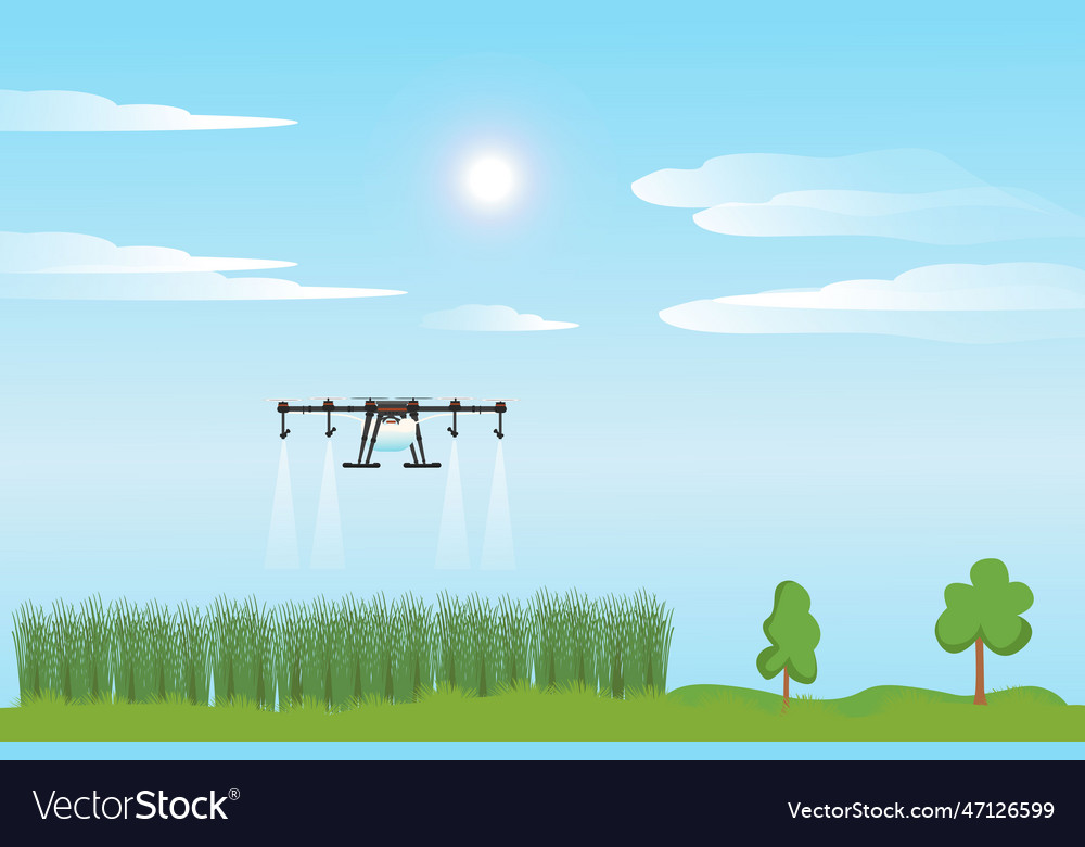 Drone robots to automate irrigation and spray Vector Image Drone robots to automate irrigation and spray