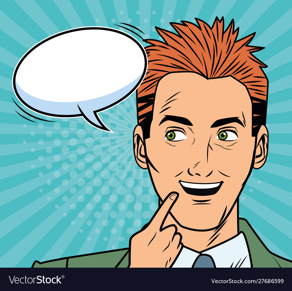 Elegant Businessman With Speech Bubble Pop Art Vector Image