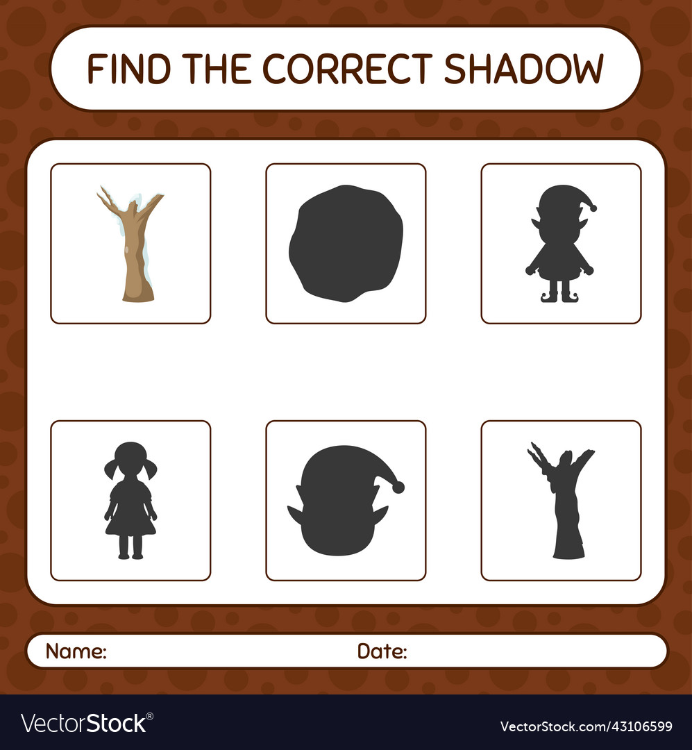 Find the correct shadows game with dead tree vector image Find the correct shadows game with dead tree