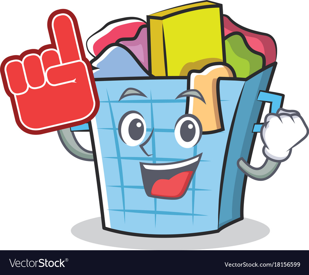 Foam finger laundry basket character cartoon