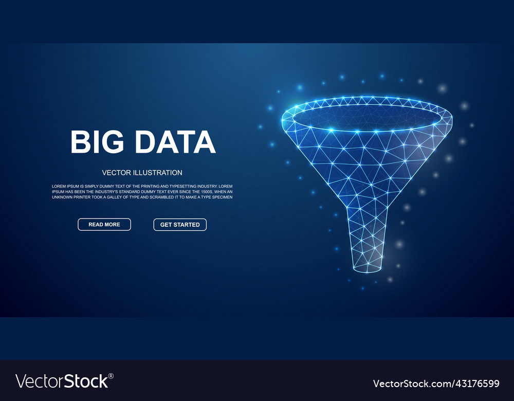 Funnel 3d low poly symbol with connected dots vector image Funnel 3d low poly symbol with connected dots