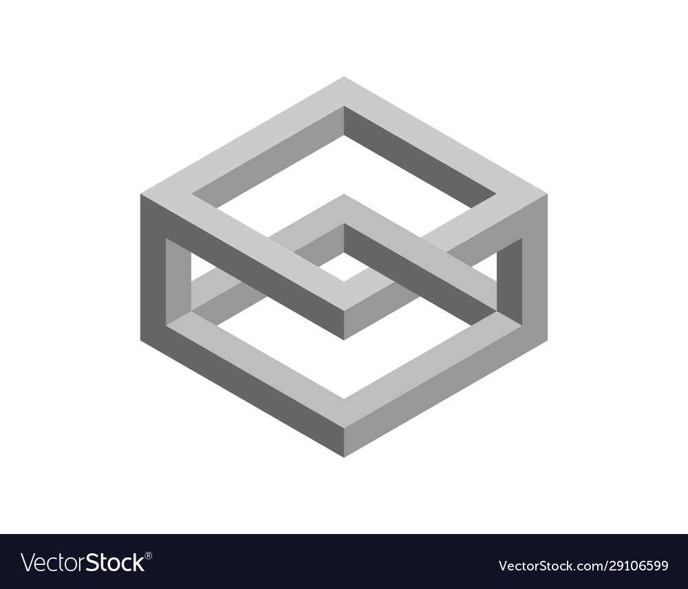 Impossible object isolated on white background 3d vector image Impossible object isolated on white background 3d