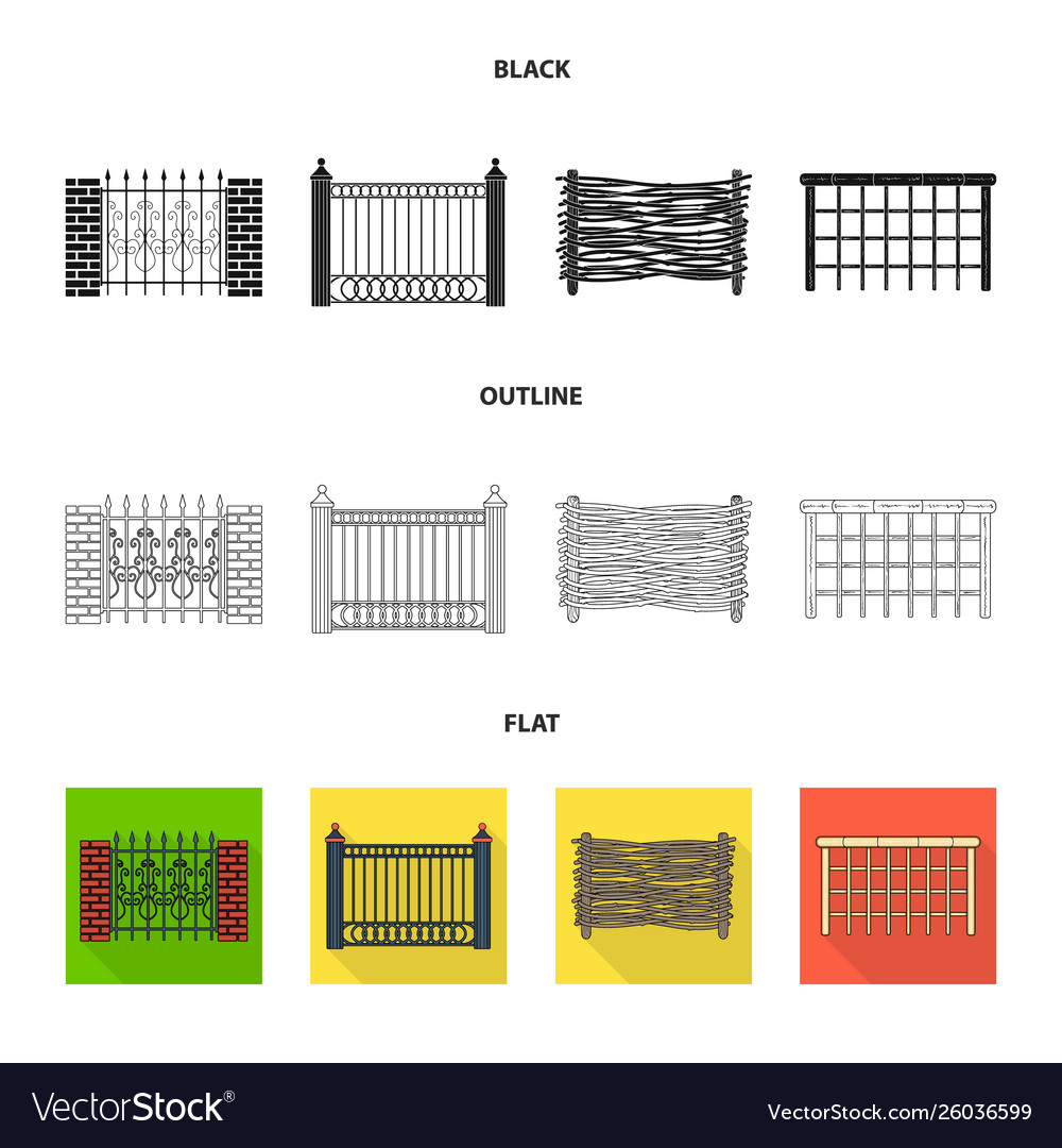 Isolated object gate and fence icon set