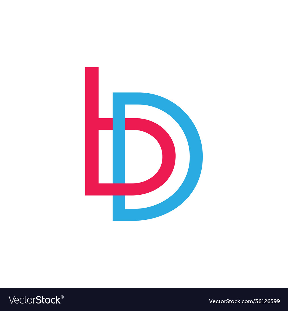 Letters bd linked colorful logo Royalty Free Vector Image