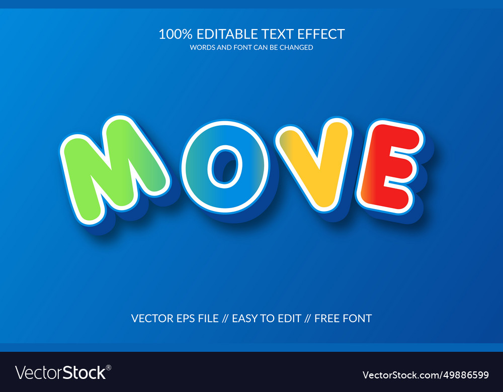 Move eps 3d text effect design
