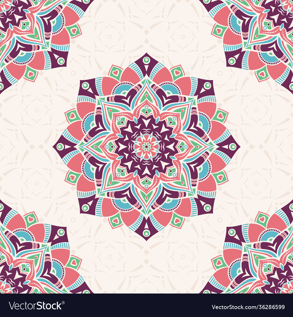 Seamless color pattern with mandala abstract vector image Seamless color pattern with mandala abstract