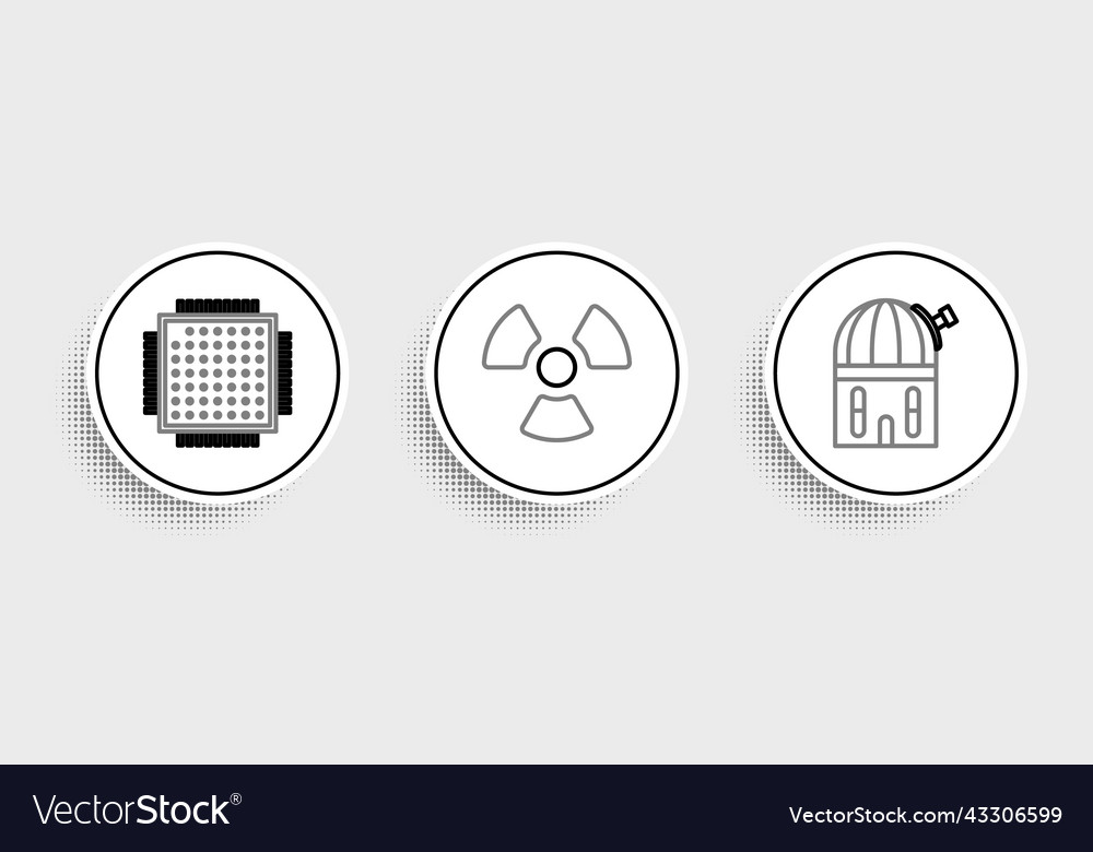 Set line astronomical observatory processor vector image Set line astronomical observatory processor