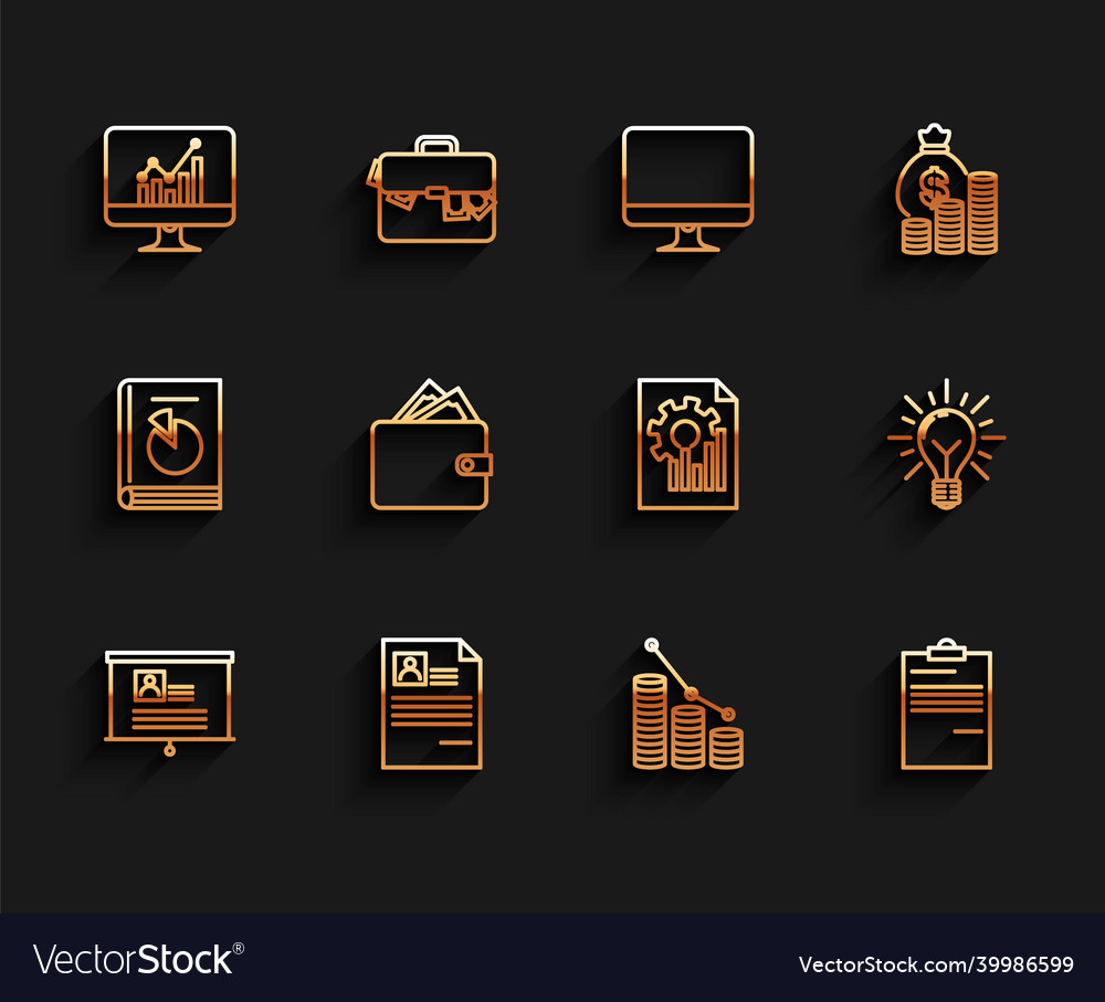 Set line board with resume computer Vector Image Set line board with resume computer