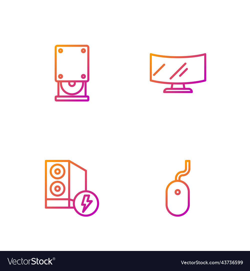 Set line computer mouse case of optical vector image Set line computer mouse case of optical